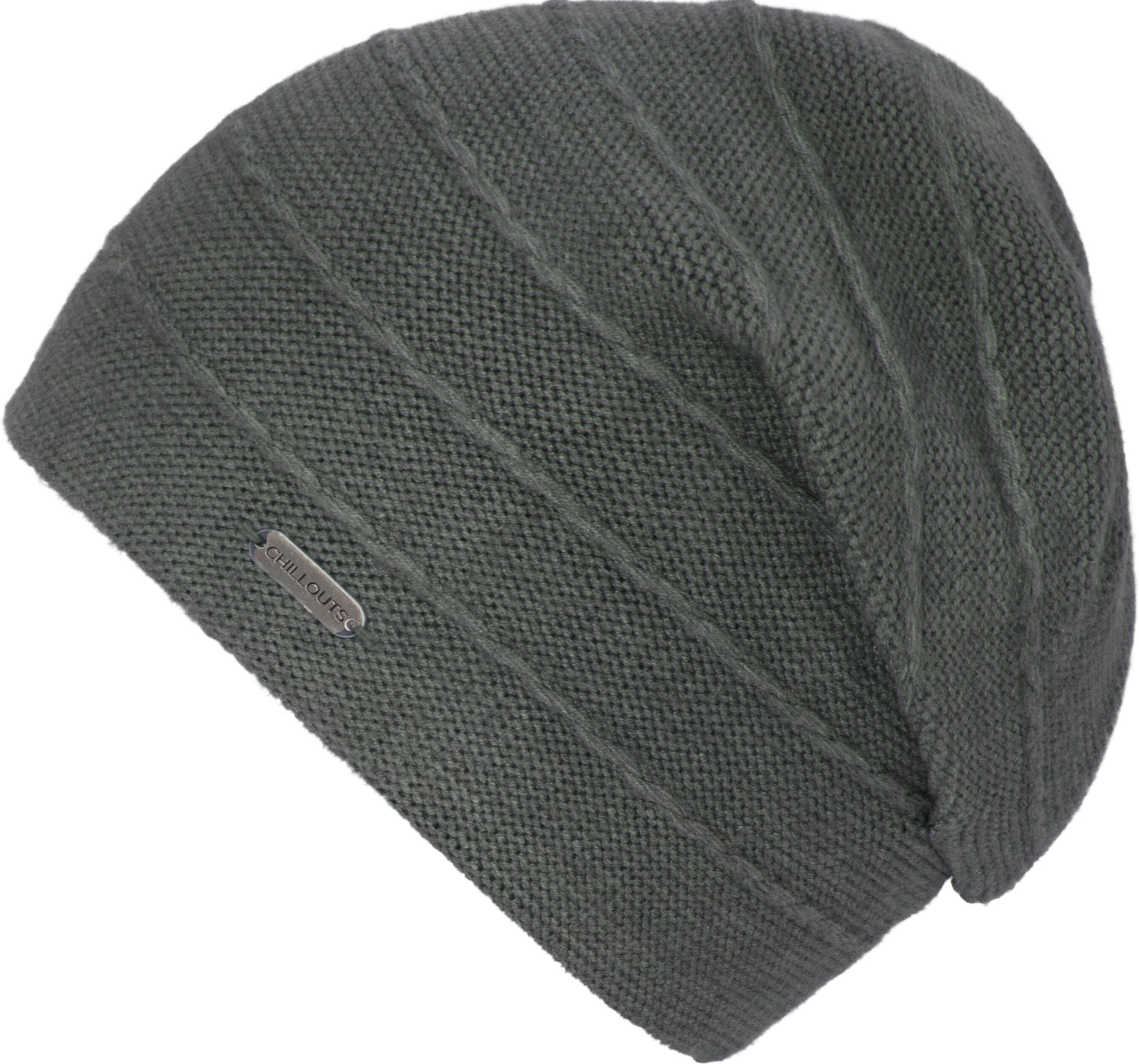 Beanie CHILLOUTS "Artemis Hat", Damen, grau, Materialmix, Strukturmuster, unifarben, Mützen Beanie, mit doppellagiger Verarbeitung, raffinierter Strickstruktur grau Einheitsgröße