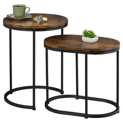 Relaxdays Satztisch 2er Set Industrial Design Braun,Schwarz