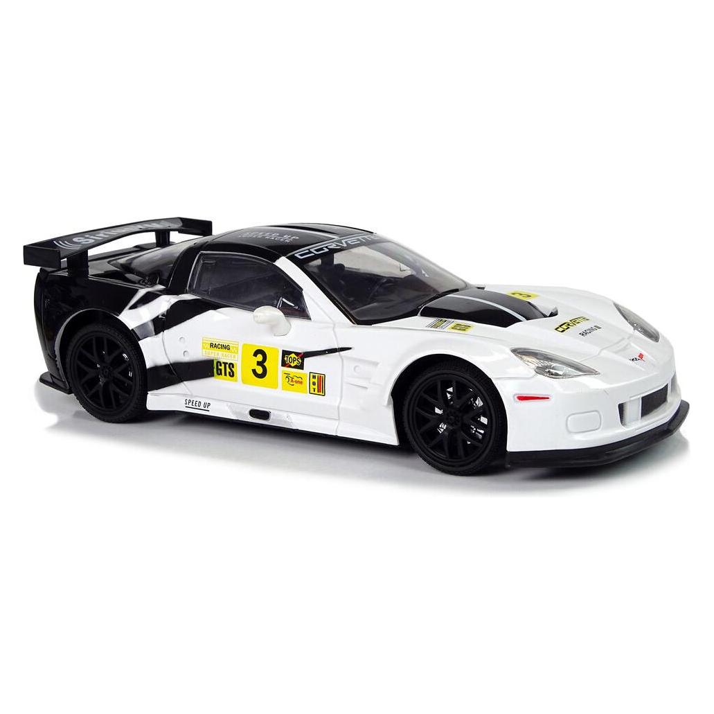 Lean Toys Radijo bangomis valdomas sportinis automobilis Corvette C6.R 1:18 baltas (9726)