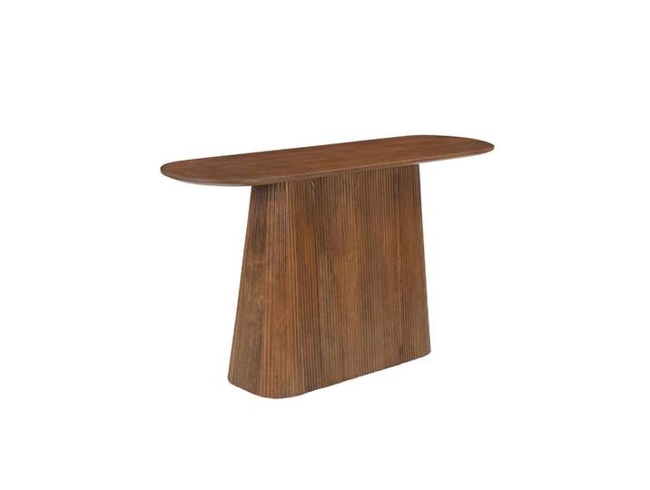 Mid.you Konsolentisch, Natur, Holz, Mangoholz, massiv, oval, Sockel, 40x76x140 cm, Wohnzimmer, Wohnzimmertische, Konsolentische