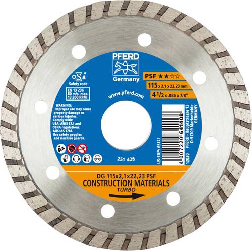 PFERD TOOLS 68011222 Dg Psf Diamanttrennscheibe Durchmesser 115mm Bohrungs-Ø 22.23mm 1St.