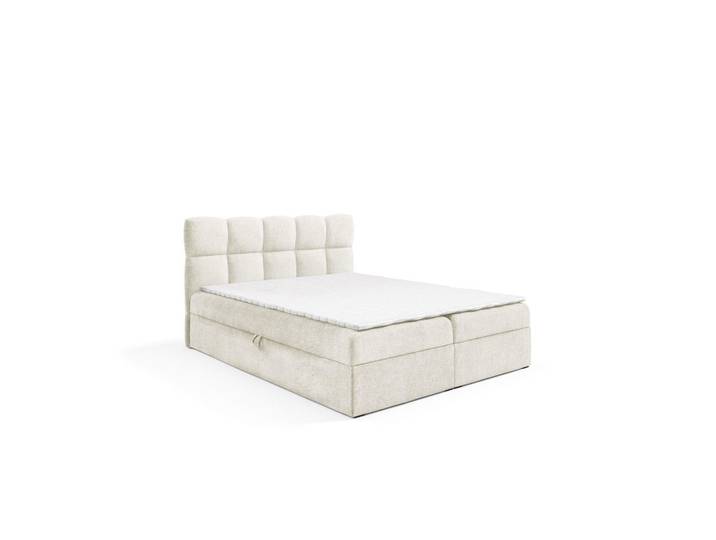 Home Collective Boxspringbett mit zwei Stauräume 200x200 cm in Creme, 200x200 cm, Schlafzimmer, Betten, Boxspringbetten
