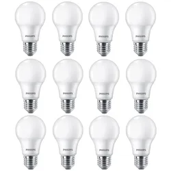 12er Sparpack E27 PHILIPS LED-Lampen matt 8W wie 60W Warmweißes Licht 3000K