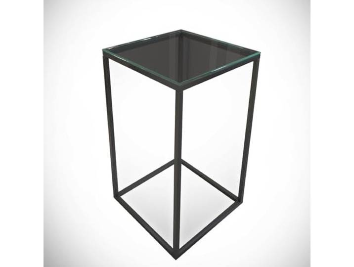 Hanah Home Moderner Beistelltisch, Anthrazit, 35 x 62 x 35 cm 100% melaminbeschichtete Spanplatte, 18 mm stark Metallbeine, Glasplatte, Industriedesign