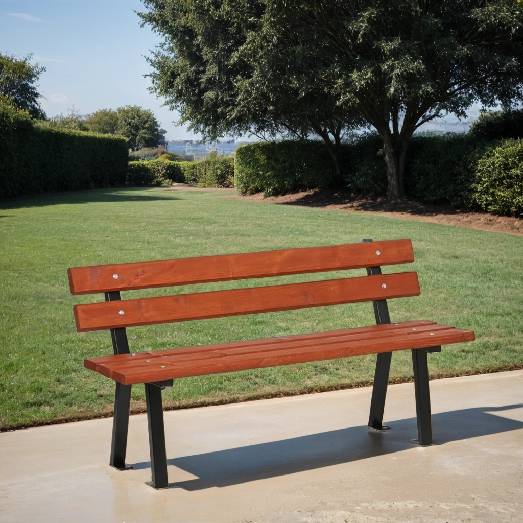 B2B Partner Gartenbank WOODY mit Rückenlehne, 1500 mm, dunkles Mahagoni