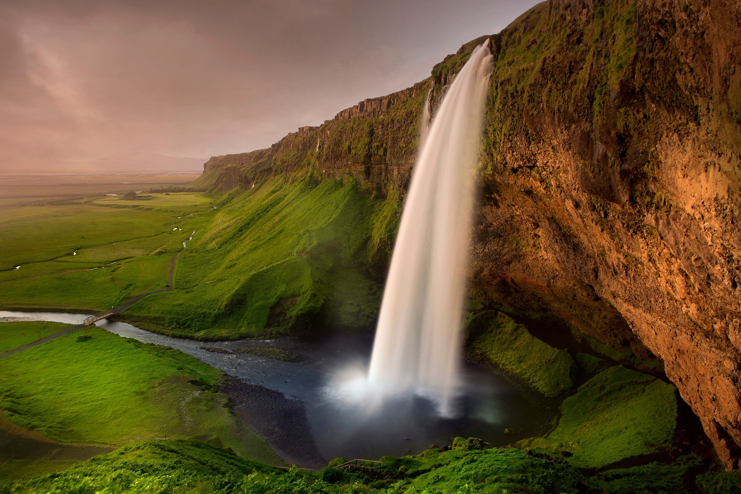 Fototapete PAPERMOON "Photo-Art NICOLAS SCHUMACHER, SELJALANDSFOSS", bunt, B:1,5m L:1,11m, Vlies, Tapeten, Fototapete bunt B/L: 1,5m x 1,11m, Bahnen: 7 Stk.