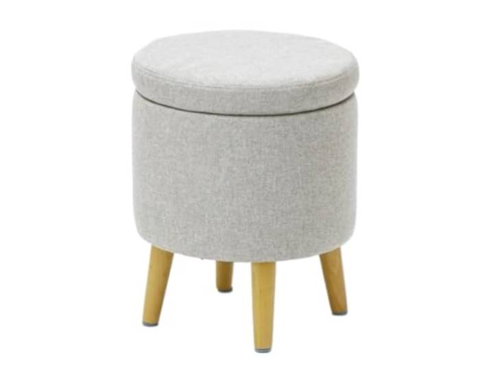 DANNMPX Sitzhocker Wohnzimmer Fußhocker Mit Abnehmbarer, Gepolsterter Sitzfläche Verstecktem Platz Und Holzbeinen Zusätzliche Sitzplätze(Beige)
