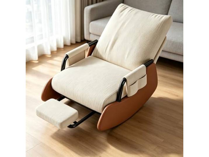 Lounge Schaukelstuhl - für Gemütliche Ruhemomente Schaukelnder Komfortsessel mit tiefer Sitzfläche 60x60cm und Rückenunterstützung für Lesestunden.