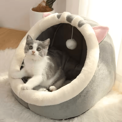 Inspire Essentials CozyCave Foldable Pet Bed For Cats & Small Dogs m gray