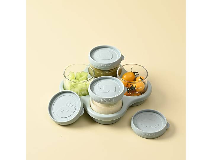 Récipients alimentaires pour enfants avec couvercles en Silicone, pots de stockage des aliments pour enfants avec plateau, passe au micro-ondes et au lave-vaisselle
