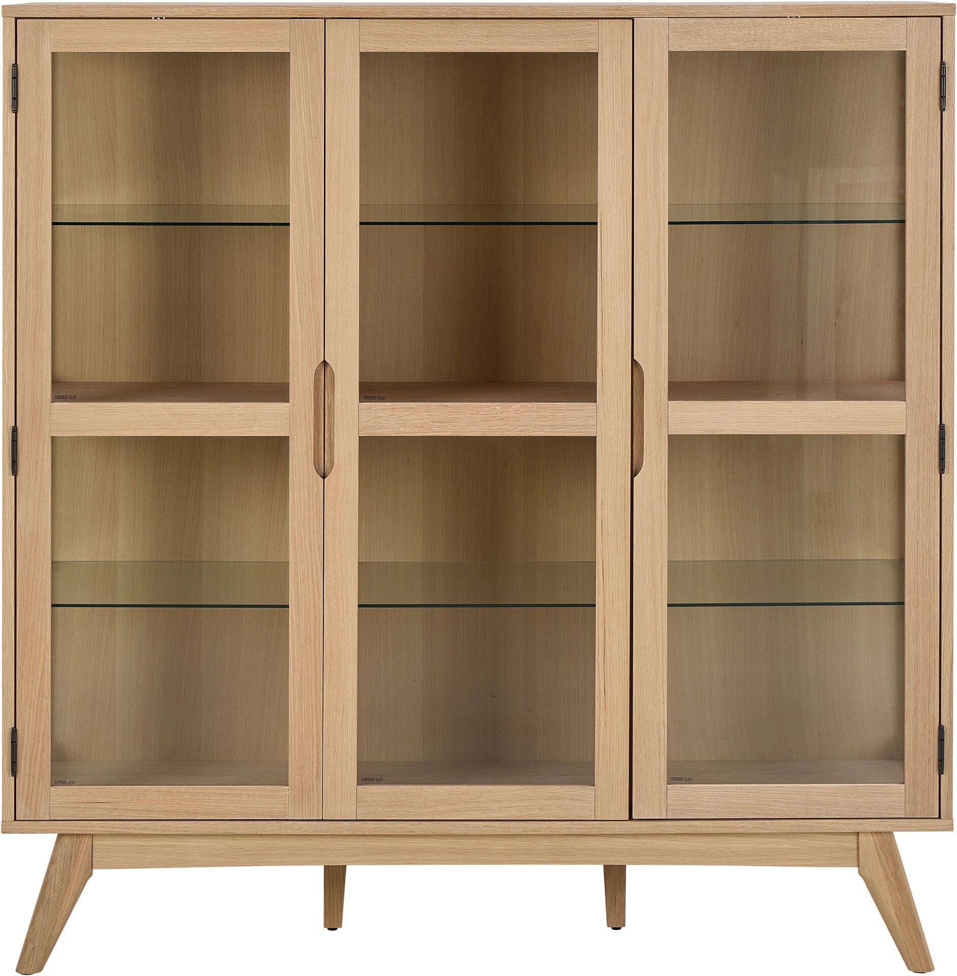 Vitrine ACTONA GROUP "Marte", eiche, weiß pigmentiert, B:140cm H:148cm T:40cm, Holz teilmassiv, Schränke, Vitrine, ölbehandeltes Eiche Furnier, 2 Türen, klar Glas, 140x40x148 cm
