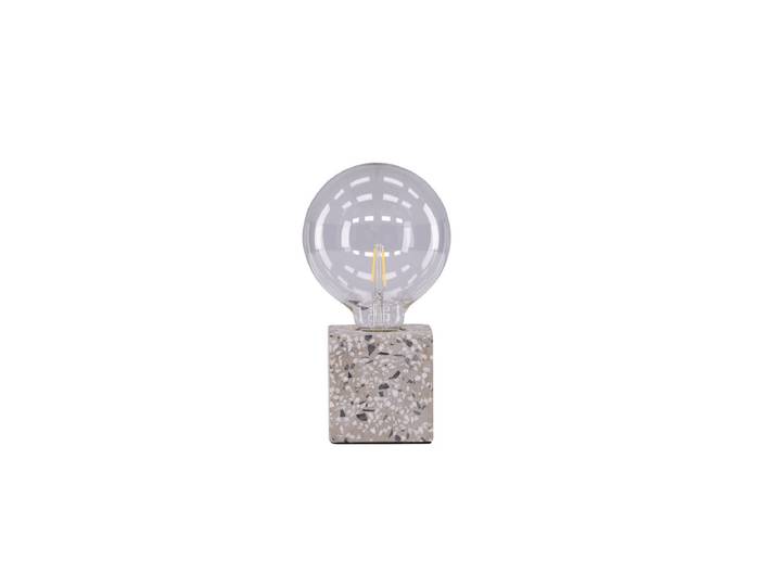 Tischlampe „Ricardo“ – Nordisches Design mit Terrazzo-Sockel in Würfelform - Weiß - Luxusbetten24
