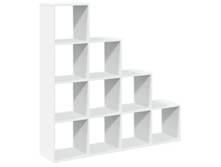 Regal mit 4 Ebenen, Weiß, 131,5 x 29 x 131,5 cm, Komposite, Raumteiler 10 Würfelfächer, robustes Holz, horizontale oder vertikale Positionierung, multifunktional,