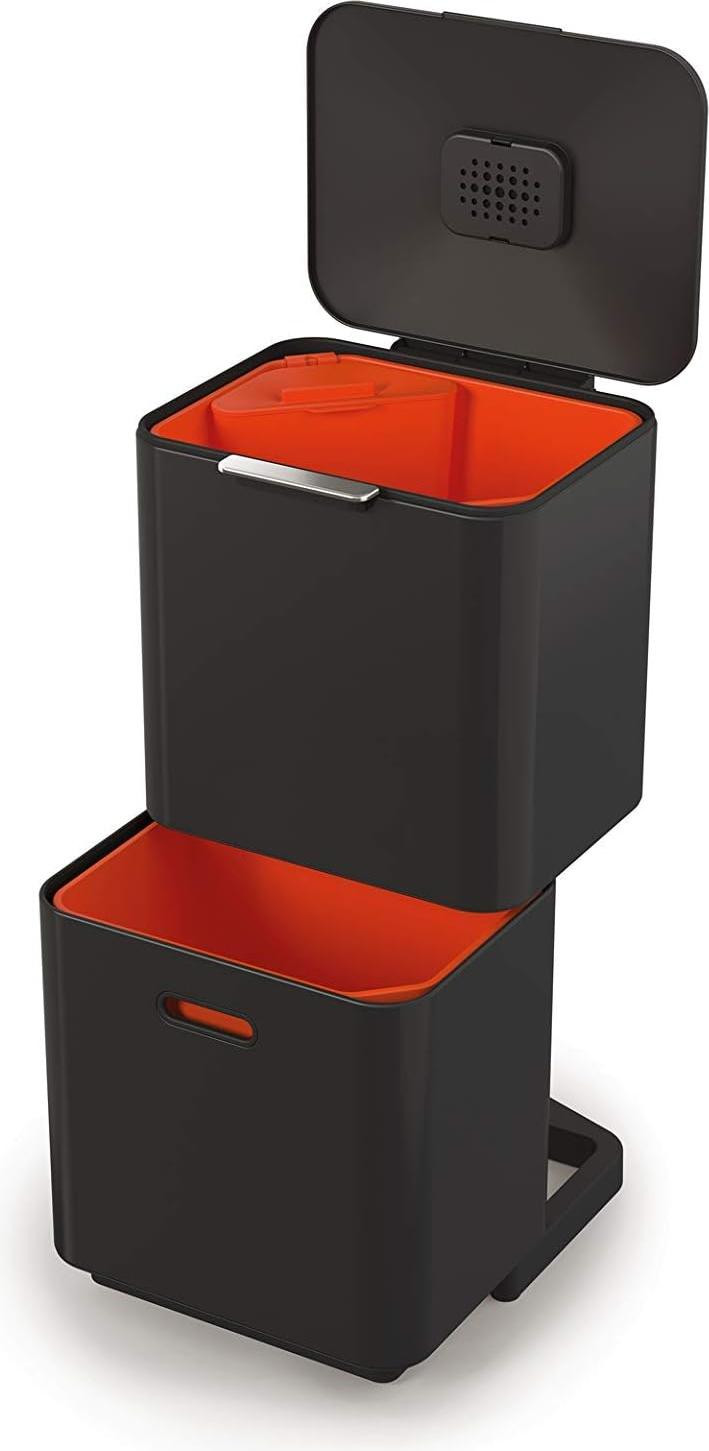 Joseph Joseph Totem Max afvalbak voor afvalscheiding en recycling, zwart, 60 liter