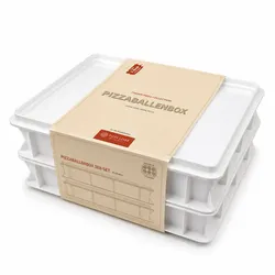Pizza Lover 2x Pizzaballenbox mit Deckel in weiß - Größe 30x40x7,5 cm Gärbox Teigballen Brotteig Hefeteig & Sauerteig Lebensmittel Box - Pizzazubehör