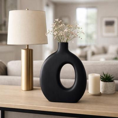 Sagebrook Home "Decorative Wooden Cut-Out Vase - Black, 18"""
