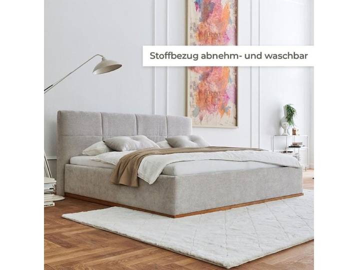 HOMELIV. Polsterbett SwitchIT Cadiz Webstoff 180x200cm Hellgrau modern, Mit abnehmbarem Bezug