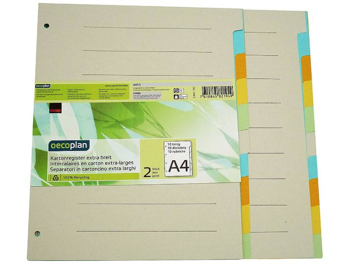 Oecoplan Kartonregister A4 extra-breit 10-teilig