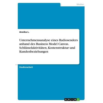 Unternehmensanalyse eines Radiosenders anhand des Business Model Canvas. Schlüsselaktivitäten, Kostenstruktur und Kundenbeziehungen, Taschenbuch von