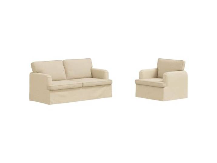 IBUQDDV Sofa Set 2 STK. Creme Stoff Modulares Ecksofa, Metallrahmen, Holzwerkstoff Armlehnen, Schaumstoff Kissen, Wohnzimmer Schlafzimmer