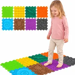 Relaxdays Sensorikmatten 8er Set Gelb,Lila,Orange