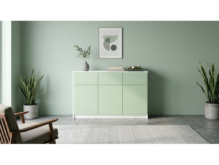 Sideboard mit grünen Türen MDF Beschichtet MDF Weiß matt