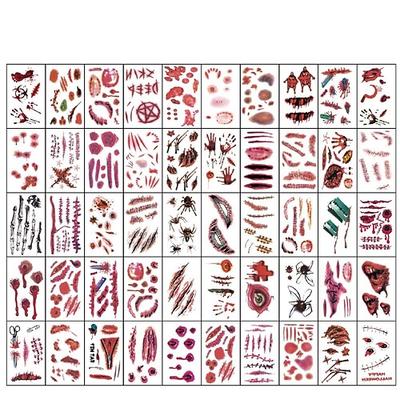 Halloween Horror Narben Tattoos – realistische Fake Narben Tattoos für Kostüme Party-Requisite, temporäre Tattoos für Schauspiel
