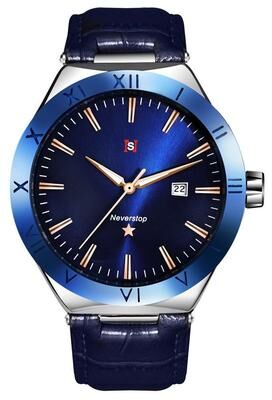Everyday Crate YAZOLE N953 Business Quartz Watch Luminous Calendar Men's PU Strap Wrist Watch blue