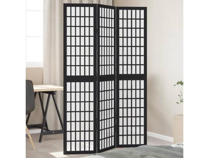 NLQMSU Trennwand, 3 Paneele, schwarz, massives Paulownia-Holz Faltbarer Raumteiler für den Innenbereich, elegante Verarbeitung, klassisches Design, einfache Reinigung