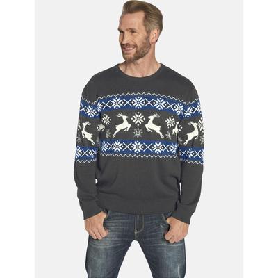 Rundhalspullover JAN VANDERSTORM "Pullover TORE", Herren, Gr. XL, grau (grau gemustert), Obermaterial: 50% Baumwolle CO. 50% Polyacryl PAN., gemustert, normal, Rundhals, Pullover Rundhalspullover