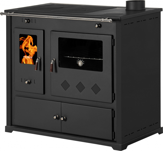 Küchenofen Holzherd Practik LUX schwarz, rechte Version - 9,5 kW, ext. Zuluft - Dauerbrand