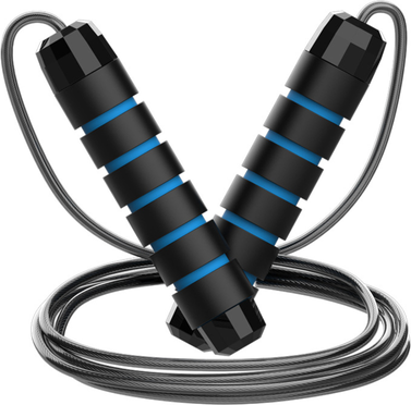 Perfect Picks Market Adjustable Steel Wire Jump Rope For Fitness & Exercise Tangle Free Home Workout Equipment blue