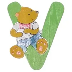 Holzbuchstabe V Bär-Design (H 10 cm) - H 10 cm