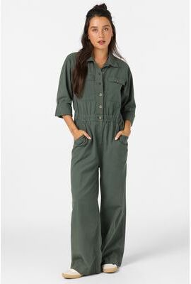 O'Neill s Faye Jumpsuit in Hunter Green, Size Small, Linen