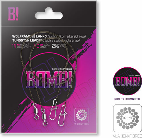 Delphin Fil tungstne BOMB! Avec émerillon et agrafe par 2 /15cm/5kg Silver, Gray par 2 /15cm/5kg