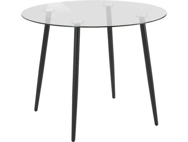 Glastisch GOODPRODUCT Danny , transparent (glas, schwarz), B:100cm H:76cm T:100cm, Tische, Glastisch, runder Esstisch mit einem Ø von 100 cm