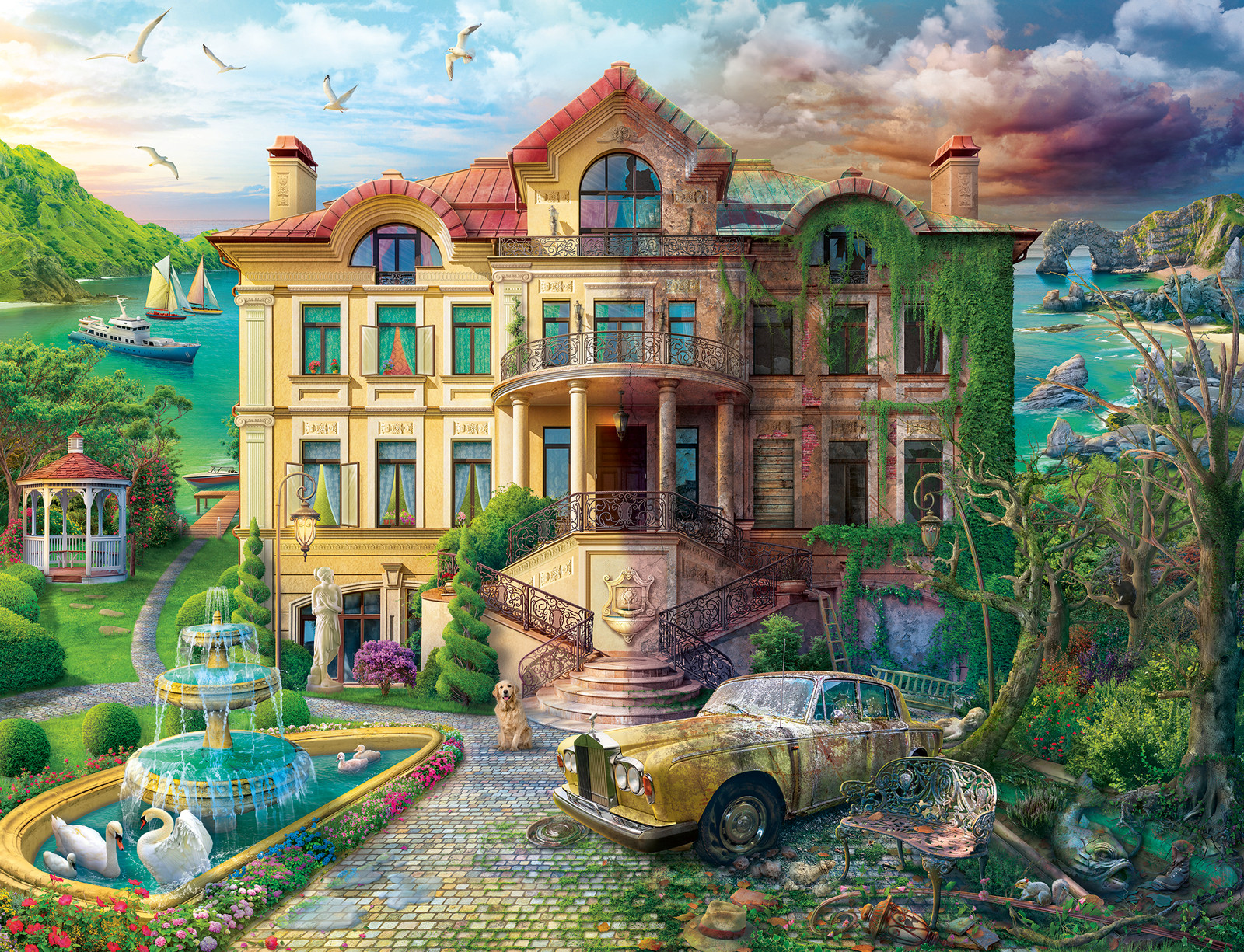Ravensburger Cove Manor Echoes Puzzel, 2000 stukjes, Gebouw, vanaf 14 jaar