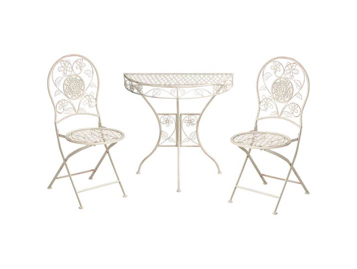 Beliani Bistro-Set Metall Hellbeige Yaviza, Beige, Gartenmöbel, Gartengarnituren, Balkonmöbel-Sets