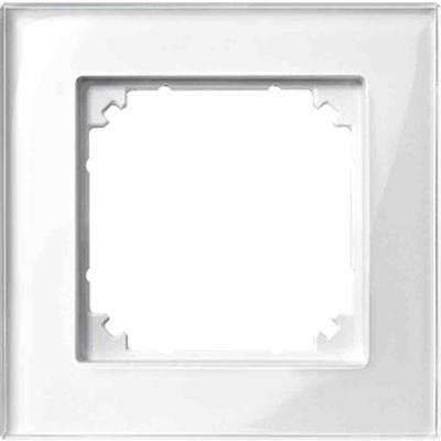 Merten M-PLAN Rahmen, 1f, brilliantweiß, glänzend, Glas, geeignet für Geräteeinbaukanal, geeignet für Unterputz-Installation