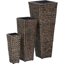 Helloshop26 - Hochbeet-Pflanzkasten für Pflanzen Blumen und Garten 3-teilig dunkelbraune Wasserhyazinthe 02_0001342