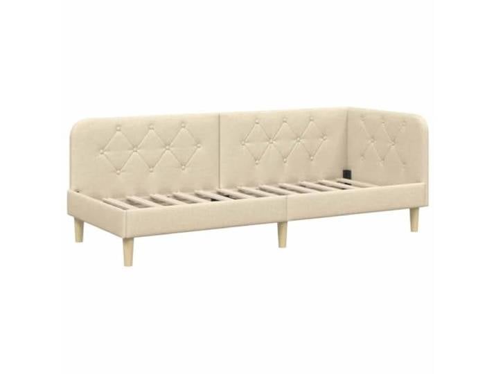 PUGYNBK Eckbettgestell Creme, 80 x 200 cm, Stoff L-Design, platzsparende Armlehne, umkehrbares Schlafsofa, weiches Polyester