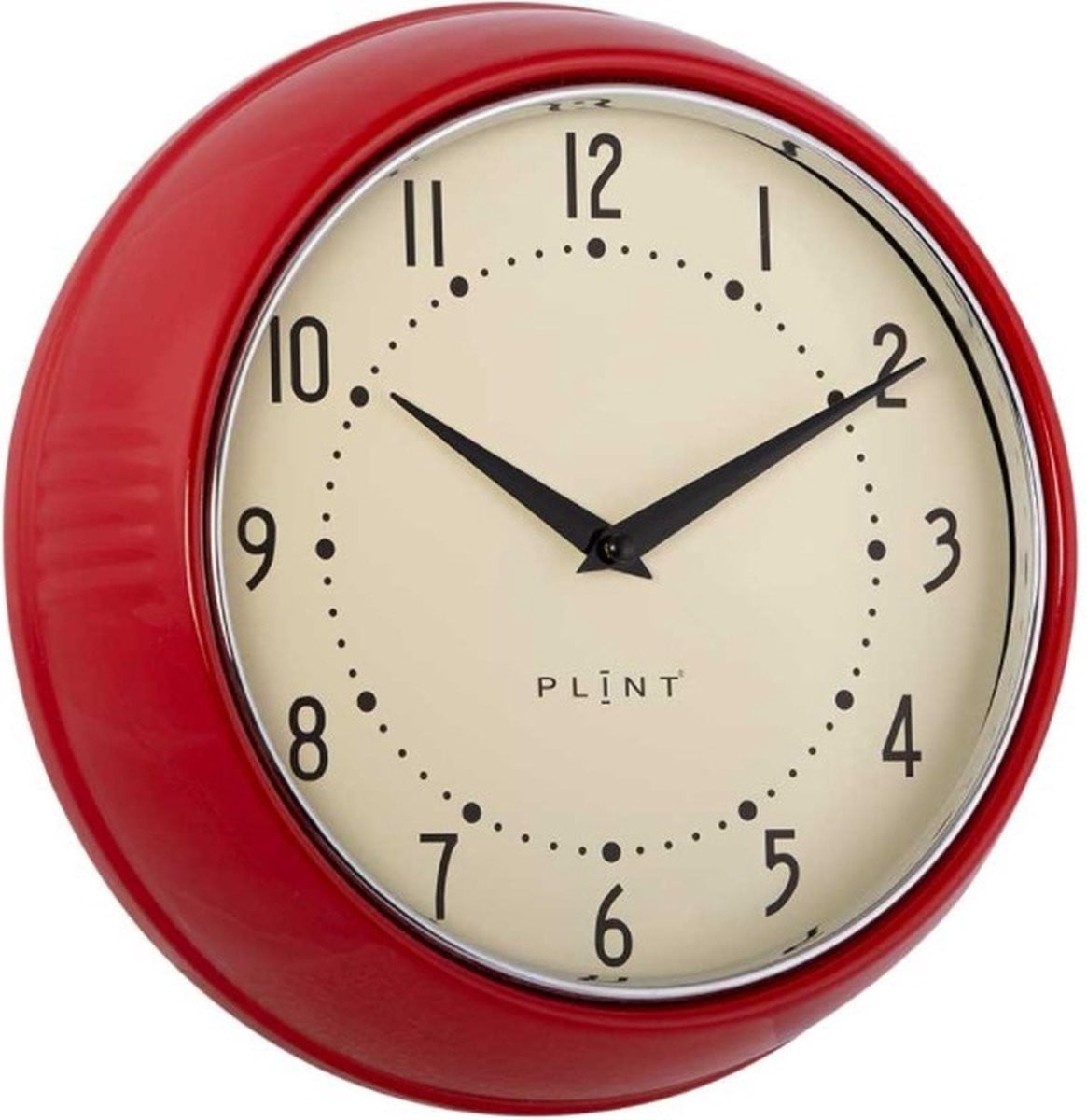 PLINT A/S Retro wandklok - Rood - Analoog Quartz uurwerk