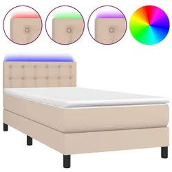 vidaXL Boxspringbett mit Matratze & LED Cappuccino-Braun 100x200cm