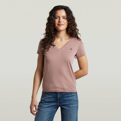 V-Shirt G-STAR "Overdyed Form v t wmn", Damen, Gr. XXL, rosa (twilight mauve), Single Jersey, Obermaterial: 100% Baumwolle, overdyed, unifarben, hüftbedeckend, V-Ausschnitt, abgesteppte Kante, Shirts, in Baumwoll-Qualität