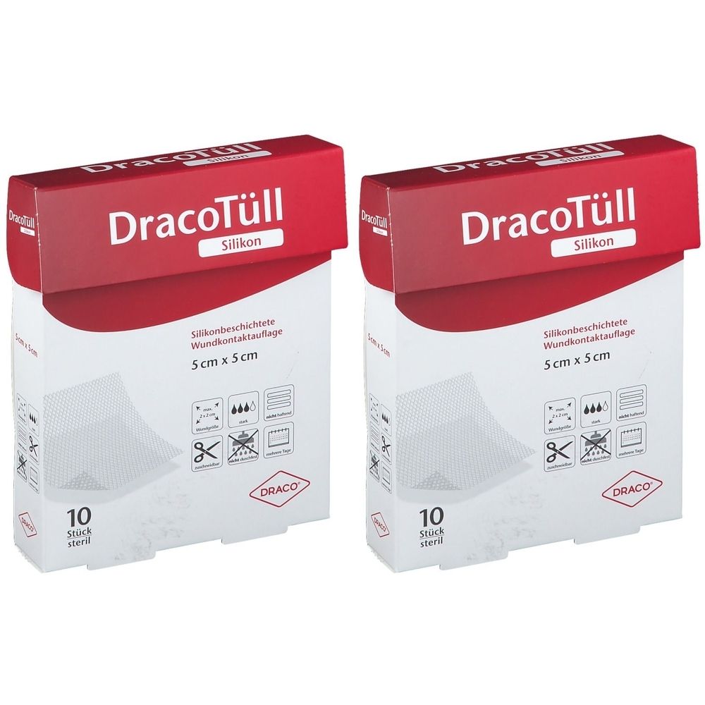 Dracotüll Silik.5x5cm silikonbesch.Wundkont.Aufl. 2x 2x10 St Verband