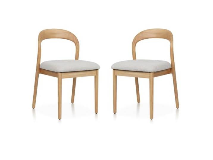 Kosmi Elena 2 Stühle aus Kautschukholz und gepolstertem Stoff (Natur+103) Gummibaumholz, gepolsterte Sitzfläche aus Schaumstoff und meliertem Stoff, gebogene Rückenlehne aus Holz