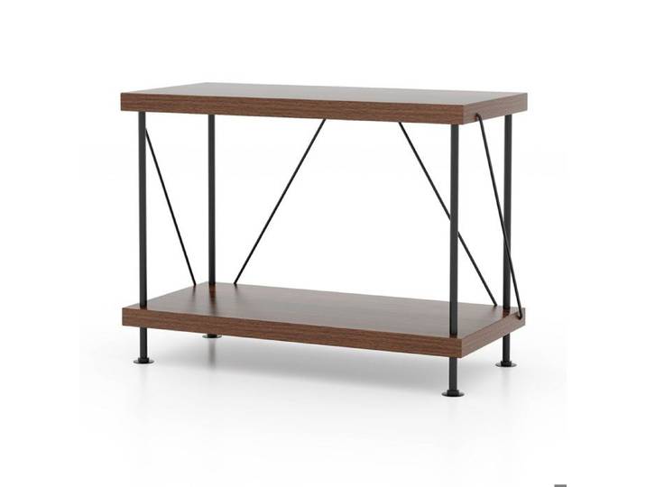 Rangement Robuste Étagère 2 Niveaux Structure Métal Plateaux Épais pour Livres Déco et Boîtes