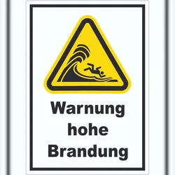 HB-Druck Aufkleber Warnung hohe Brandung A3 (297x420mm)