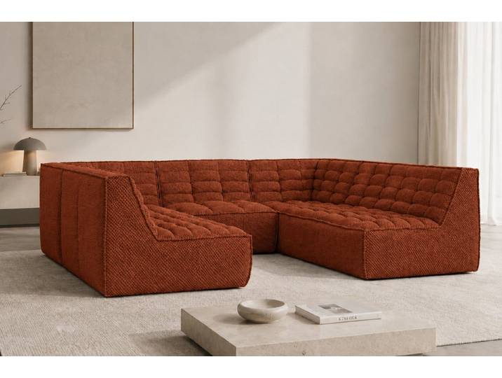 Kaiser Möbel Ecksofa Corner U Sofa für das Wohnzimmer aus POP Stoff,LAZY Corner U, Wohnlandschaft / U-Sofa, Corner-U-Form, Tiefe Sitzfläche, Frei im Raum stellbar