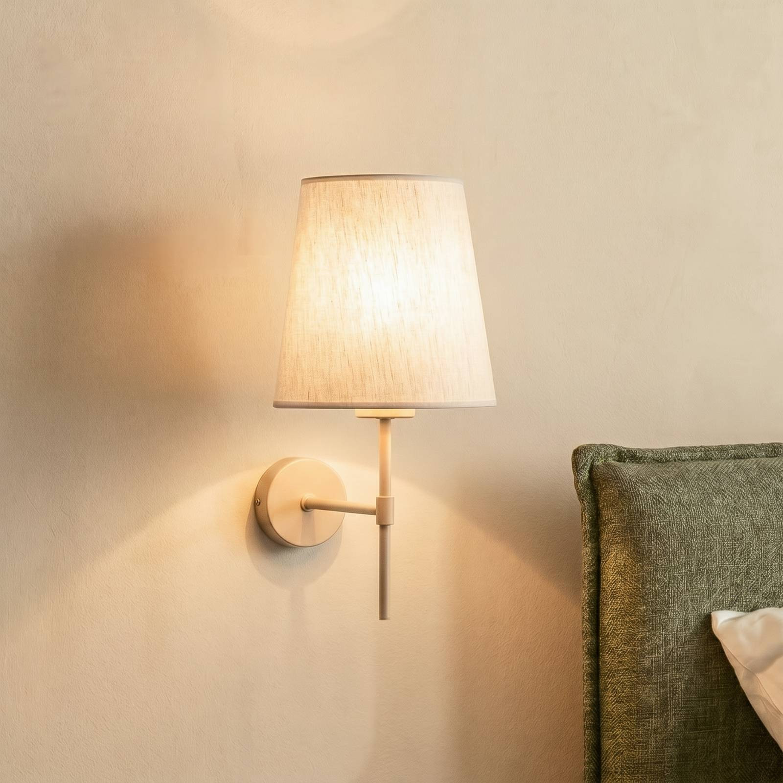 TK Lighting Wandlamp Elizabeth, dimbaar, crème / amber, Textiel, Modern